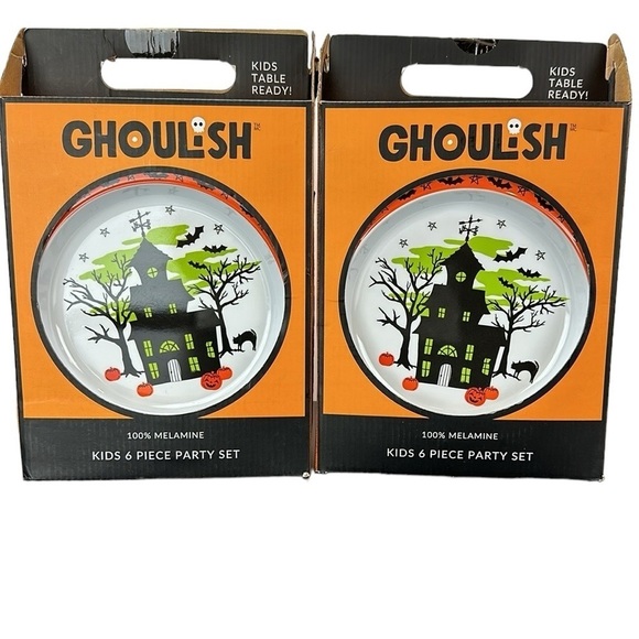 Ghoulish 2-6 Piece Party Set 100% Melamine Halloween Plates & Tumblers - Picture 1 of 9